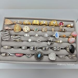 Lot of 40+ Assorted Rings Mixed Sizes & Colors Fashion Jewelry